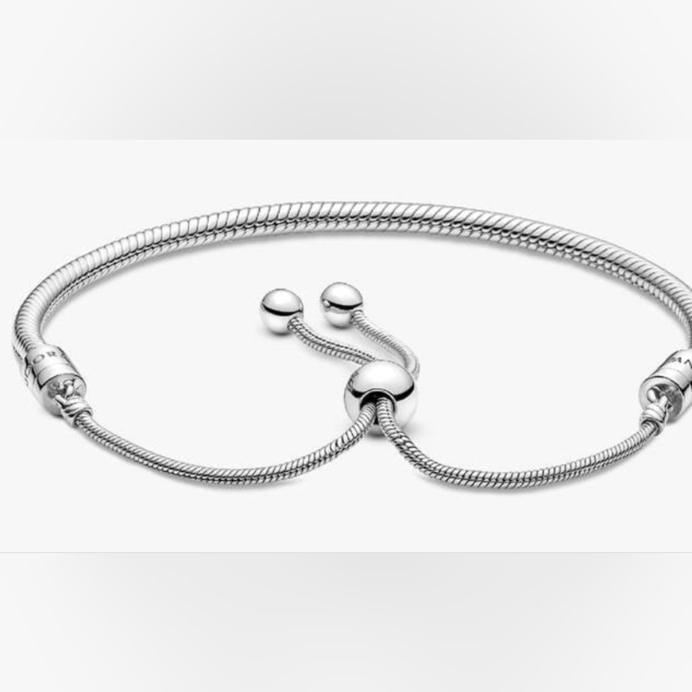 Authentic NEW Pandora Snake Chain Slider Bracelet S925ALE CZ - Picture 7 of 10